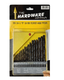סט אביזרי מקדחים למתכת HSS 19 יחידות